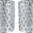 Doraimi Lighting 2 Pack Polyhedral Crystal Metal Pendant Ceiling Chandelier Wall Sconce Lamp Replacement Covers Shade Fixture Chrome Finish,1.66" Fitter Size,5.6" high*4.4" Diameter