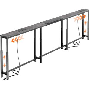 Huuger Narrow Console Table with Power Outlets & USB-C, Grey, 94.5"-110.2"W x 5.9"D