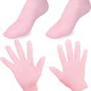 2Pairs Moisturizing Glove Socks Set,Silicone Gel Spa Socks for Foot Hand Softening, Calluses, Roughness Relief & Callus Treatment,Foot Care After Pedicure,Suitable for Most Sizes(Pink)