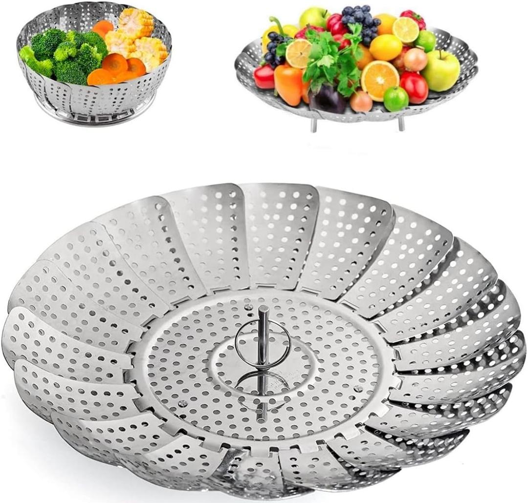 Zocy Steamer Basket, Stainless Steel Vegetable Steam Baskets for Steaming Cooking Expandable to Fit Various Size Pot (5.5" to 9.3")