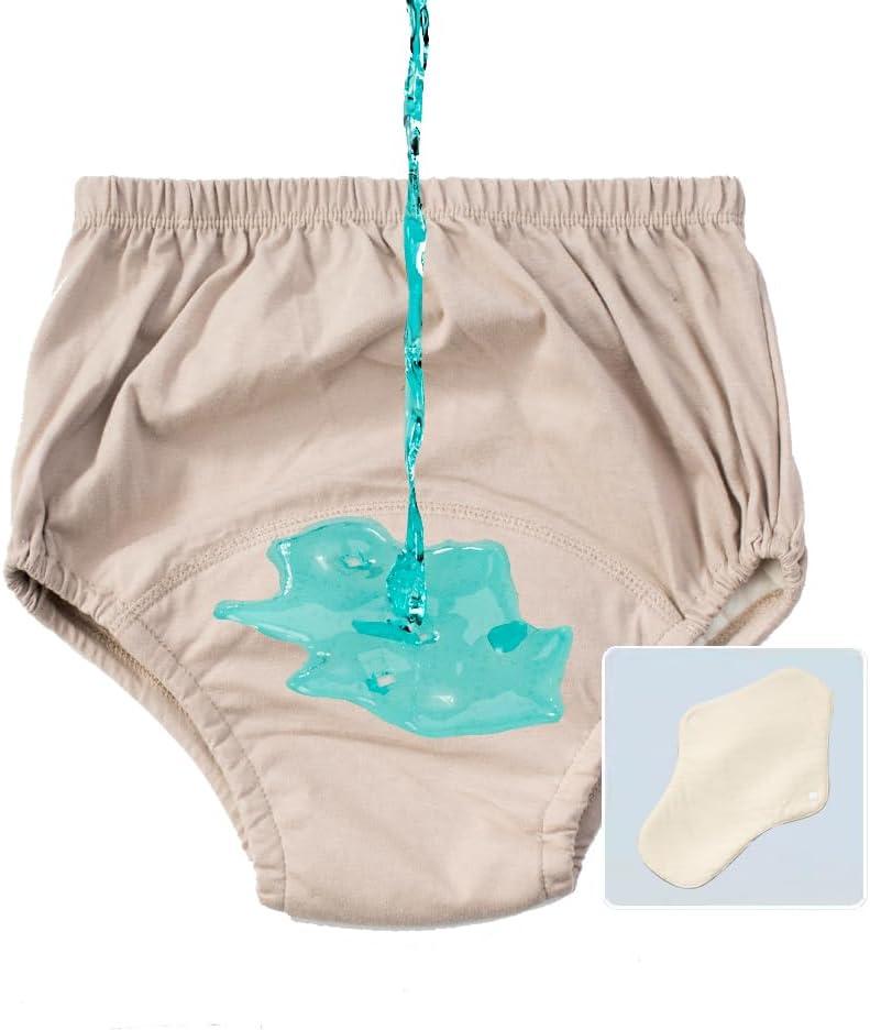 Washable Incontinence Underwear with Movable Diaper,Three-Layer Leak-Proof Design,Cotton Material,Comfortable &Breathable Layer,Protection for Special Needs Bariatric Patients Or Bedwetting (XX-Large, Beige)