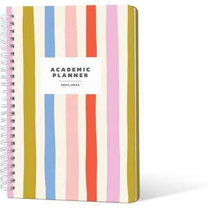 Sweetzer & Orange Academic Planner 2025-2026 – Student Planner for August 2025 to July 2026 – Weekly & Monthly Layout – Sturdy Cover & Stickers – Multicolor Stripes Design – 5.5” x 8.5” Pack of 2