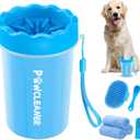 Professional 7 in 1 Dog Paw Cleaner for Dogs & Cats - Includes 1 Portable Paw Washer, 1 Bath Brush, 2 Dog Toothbrushes and 3 Absorbent Towels Note: Fits Paws 1.5 to 2.5 Inches Wide (Medium, Blue)