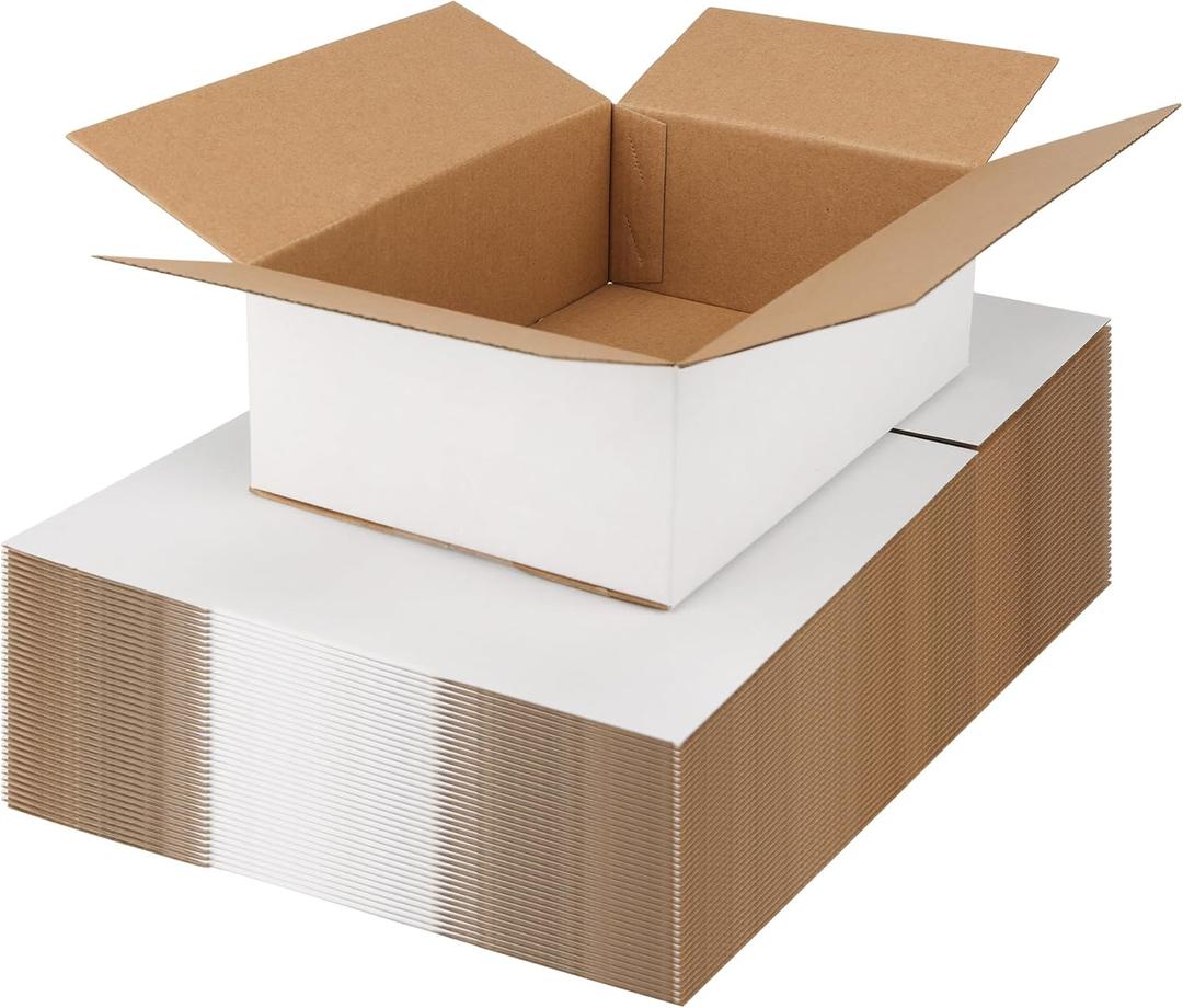 EXYGLO 40 Pack 9x6x3 Shipping Boxes for Small Business, White Corrugated Cardboard Small Box for Packaging, Moving, Mailing, and Storing