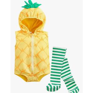 No brand Baby Halloween Costumes Toddler Infant Boy Girl Avocado Pineapple Outfits Hooded Romper Jumpsuit Legging 18-24month