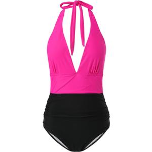 Women's Sexy 1 Piece Swimsuit High Waist Backless Color Matching, Fashionable Beach Swimsuit, Sexy Hot Transparent, XL 