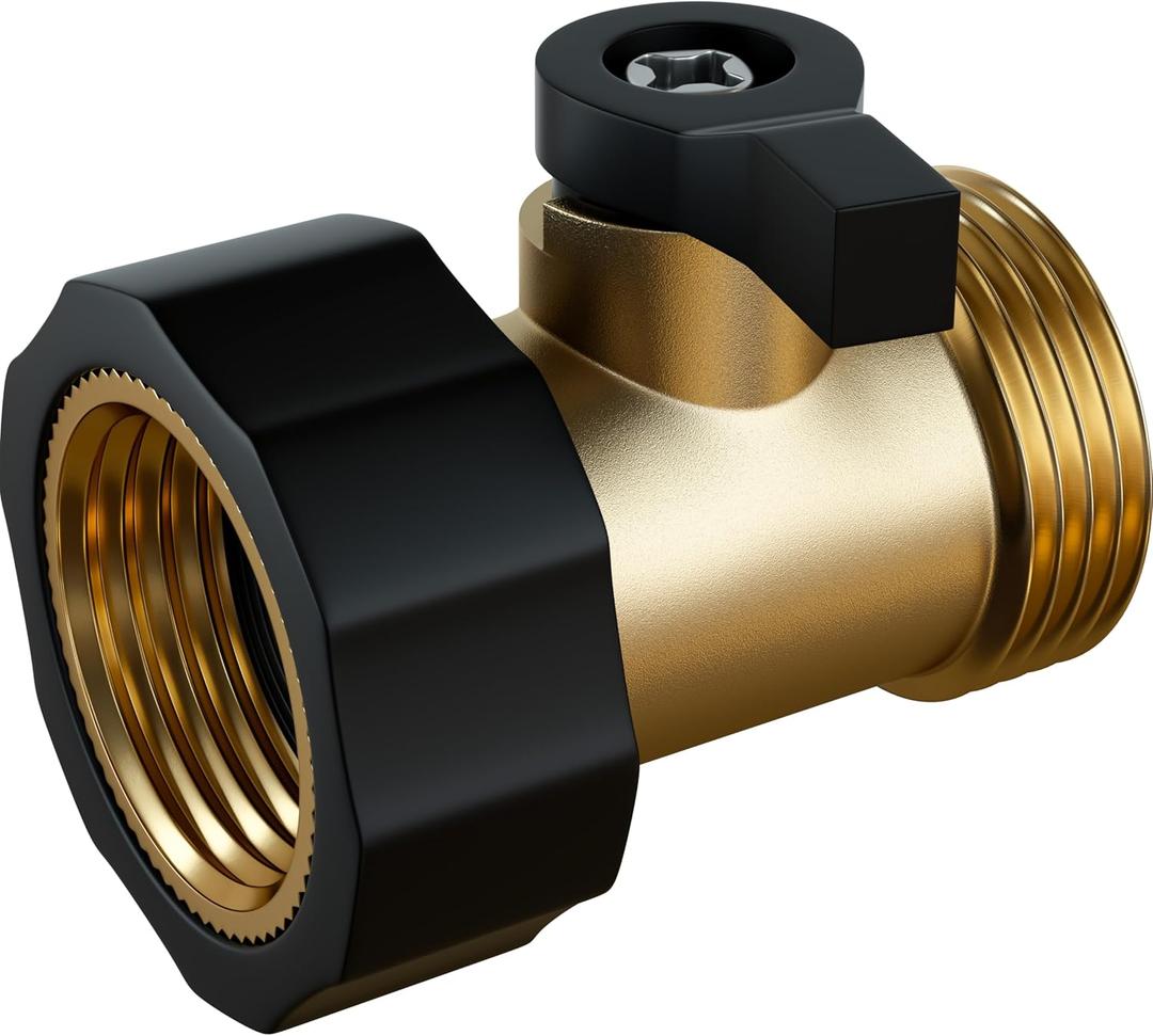 Heavy Duty Garden Hose Shut Off Valve (Premium Brass for Superior Durability), 3/4 Inch Water Valve Shutoff Connector, On Off Valves, Garden Hose (0 Straight)