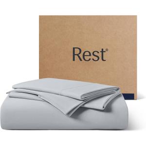 REST Evercool+ Starter Sheet Set, Full, Light Gray, Breathable Bed Sheet for Hot Sleeper and Night Sweats, with Pillowcases, Ionic+ Self-Cleaning Silver Yarn for Sensitive Skin, 3PCS No Flat Sheet