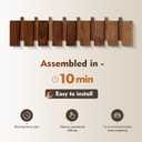 Wooden WALL Coat Rack with 8 Foldable Hooks Solid Pine Piano Key Coat Rack Wall Mount, Folding Coat Hooks Entryway Hanger for Bathroom, Bedroom, Office & Hallway (Walnut)