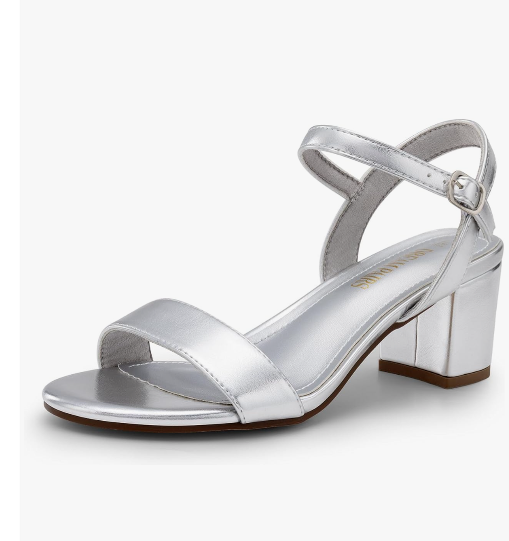 DREAM PAIRS Women's Low Heels Block Open Toe Ankle Strap Classic Short Chunky Sandals with Buckle for Daily Work Wedding Party 8.5