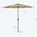 Abba Patio 9FT Lyon Outdoor Patio Umbrella Outdoor Table Umbrella with Push Button Tilt and Crank Market Umbrella 8 Sturdy Ribs UV Protection Waterproof for Garden Deck Backyard Pool Tan