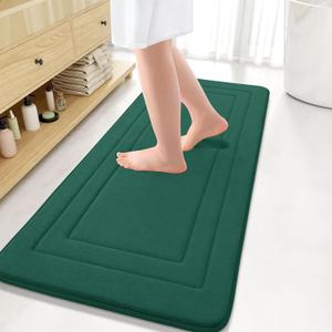 Arotive Memory Foam Bathroom Rug Mat 47x20, Ultra Soft and Absorbent Bath Mat, Machine Wash Dry, Comfortable Bath Rug Carpet for Bathroom Floor, Tub and Shower, Dark Green