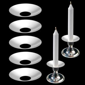 12 Pieces Metal Silver Candle Bobeches Round Candle Drip Guards Taper Candle Wax Drip Catcher Reusable Drip Protectors Candlestick Ring Holder for Wedding Holiday Party Church Home