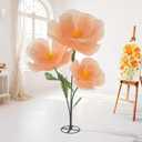Giant Flowers for Decoration, 5.8 Ft Artificial Flower with Stem Base,Oversized Decor for Wedding Reception,Extra Large Floor Standing Floral for Bridal Shower, Party Backdrop (Light Orange)