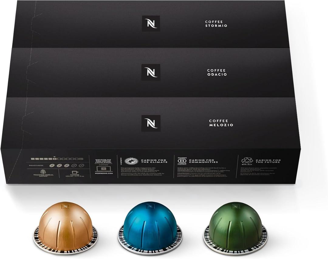 Nespresso Capsules Vertuo, Variety Pack, Medium and Dark Roast Coffee, 30 Count Coffee Pods, Brews 7.8 oz. (EXP 07/31/25)