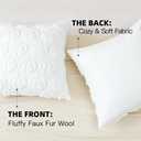 OTOSTAR Fall Throw Pillow Covers 16x16 Inch Set of 2 Pumpkin Autumn Harvest Decorations Pillowcases Soft Plush Faux Fur Wool Couch Cushion Covers for Home Bed Decor Thanksgiving Gifts (White)