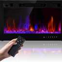 Electric Fireplace Insert 36" Realsmart 1500W Wall Mounted Fireplaces Recessed Heaters Remote Control Slim Black Fireplace Touch Screen Timer 12 Flame Colors LED Decor Low Noise
