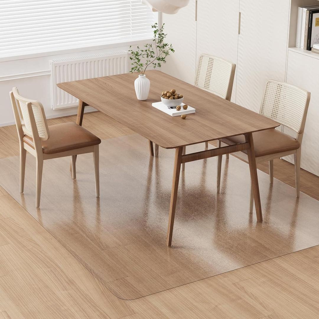 Clear Plastic Floor Mat for Under Dining Table, 5'7' Large No Slip Waterproof Vinyl Area Rug for Home, Anti-Spill Hard Floor Protector Cover for Living Room, Splat Mat for Under High Chair