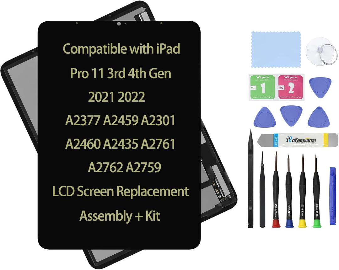 11" LCD Screen Replacement Compatible with iPad Pro 11 2021 3rd 4th Gen A2377 A2459 A2301 A2460 2022 A2435 A2761 A2762 A2759 OLED Display Assembly Touch Digitizer Repair Kit