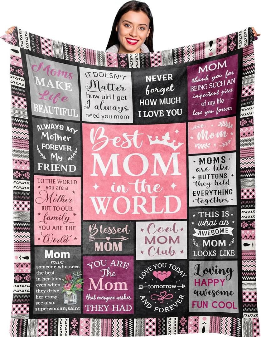 Ruvinzo Gifts for Mom, Mom Birthday Gifts, Mom Gifts, Birthday Gift for Mom, Gifts for Moms from Daughter Son, Mama Mother Gifts, Best Mom Ever Gift, Valentines/Mothers Day to My Mom Blanket 60 x 50