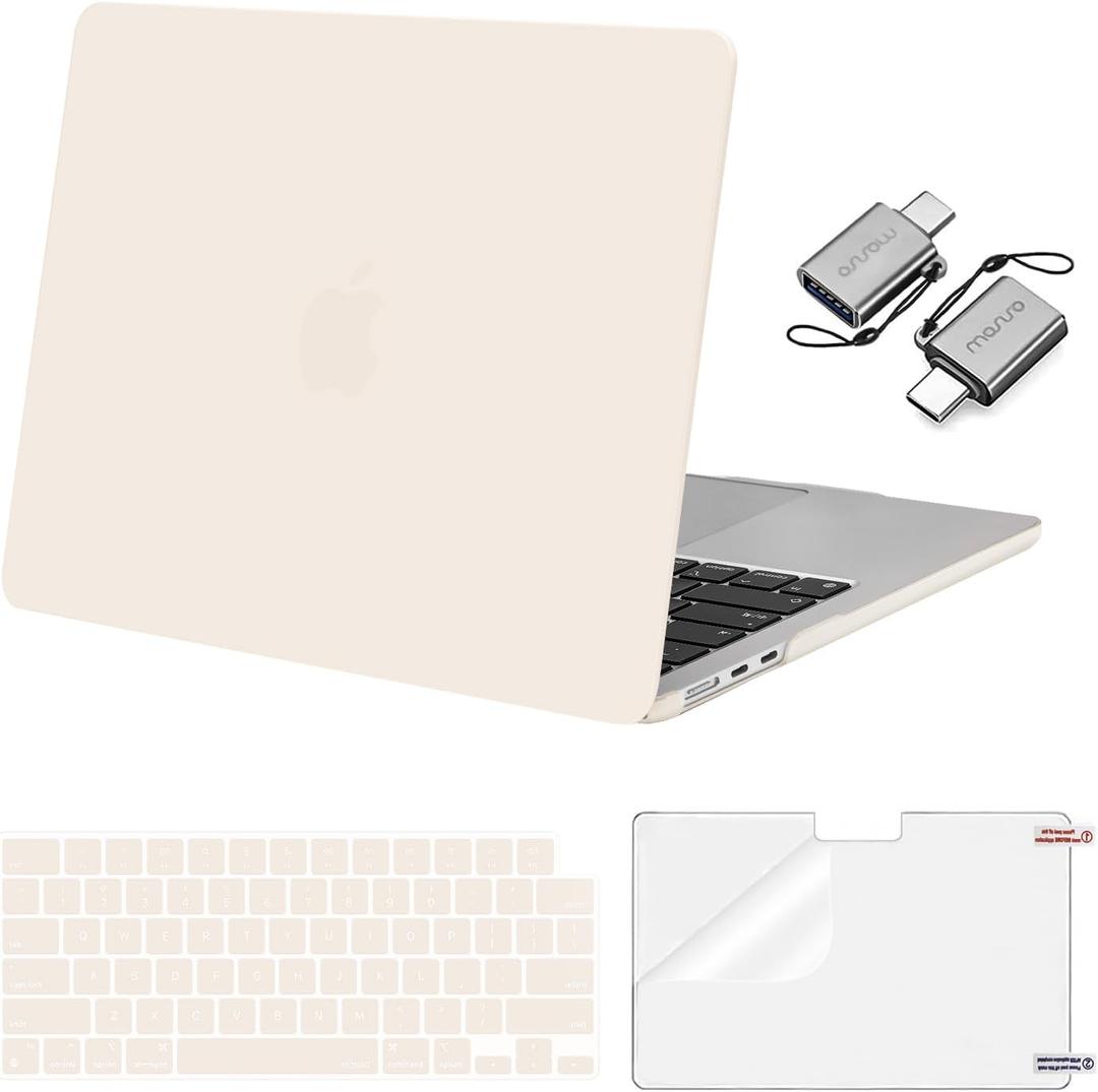 MOSISO Compatible with MacBook Air 13 inch Case 2026 2025 2024 2023 2022 M4 A3240 M3 A3113 M2 A2681,Plastic Hard Shell&Keyboard Cover&ScreenFilm&Type C for MacBook Air 13.6 inch Case, Beige