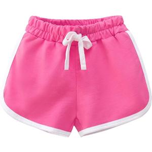 2 Pack Little Big Girls Running Athletic Cotton Shorts Toddler Kids Workout Dance Dolphin Short (3T, A03-rosered-purple-green(2pack))