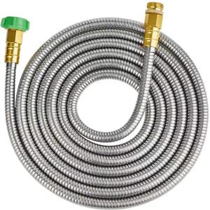 SKYWARD 304 Stainless Steel Garden Hose 15 ft with Female to Male Metal Connector, Anti-Leakage, Flexible & Lightweight Kink Free Water Hose, Easy to Use & Store (15ft)