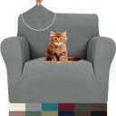 MAXIJIN Chair Covers for Living Room 1 Piece Stretch Sofa Chair Slipcovers with Arms (31"-46") Furniture Protector for Dog Pet Couch Armchair Cover (Chair, Diamond Pattern Light Gray)