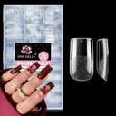 UNA GELLA Square Nail Tips 510Pcs 15 Sizes  No File Needed PreBuffed Medium Square Soft Gel Fake Nail Tips Clear Full Cover False Nails Soak Off Acrylic Nail Extensions for DIY Nail Art Salon