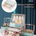 Youdepot Large Makeup Organizer, Glass Cosmetic Storage with Drawers, Stackable Makeup and Jewelry Organizer for Vanity Table, Bathroom Countertop, Skincare, Lipsticks, Perfume, Brushes