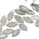 Crystal Button,Buttons, 100pcs Eye Horse Shine Crystal AB Silver Base Sew On Rhinestone Glue on Stones Spacer Buttons for DIY Dress Clothing (Color : Crystal ab, Size : 0.28 * 0.59 in)