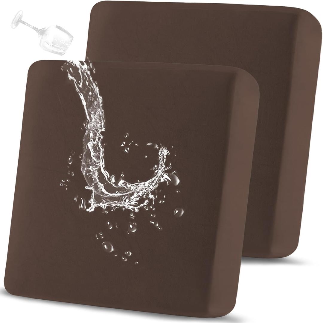 Waterproof Couch Cushion Covers Sofa Cushion Slipcover, Stretch Seat Covers Outdoor Cushion Cover Replacement, Furniture Protector Covers for Pets (2-Piece Loveseat Cushion Cover, Chocolate)