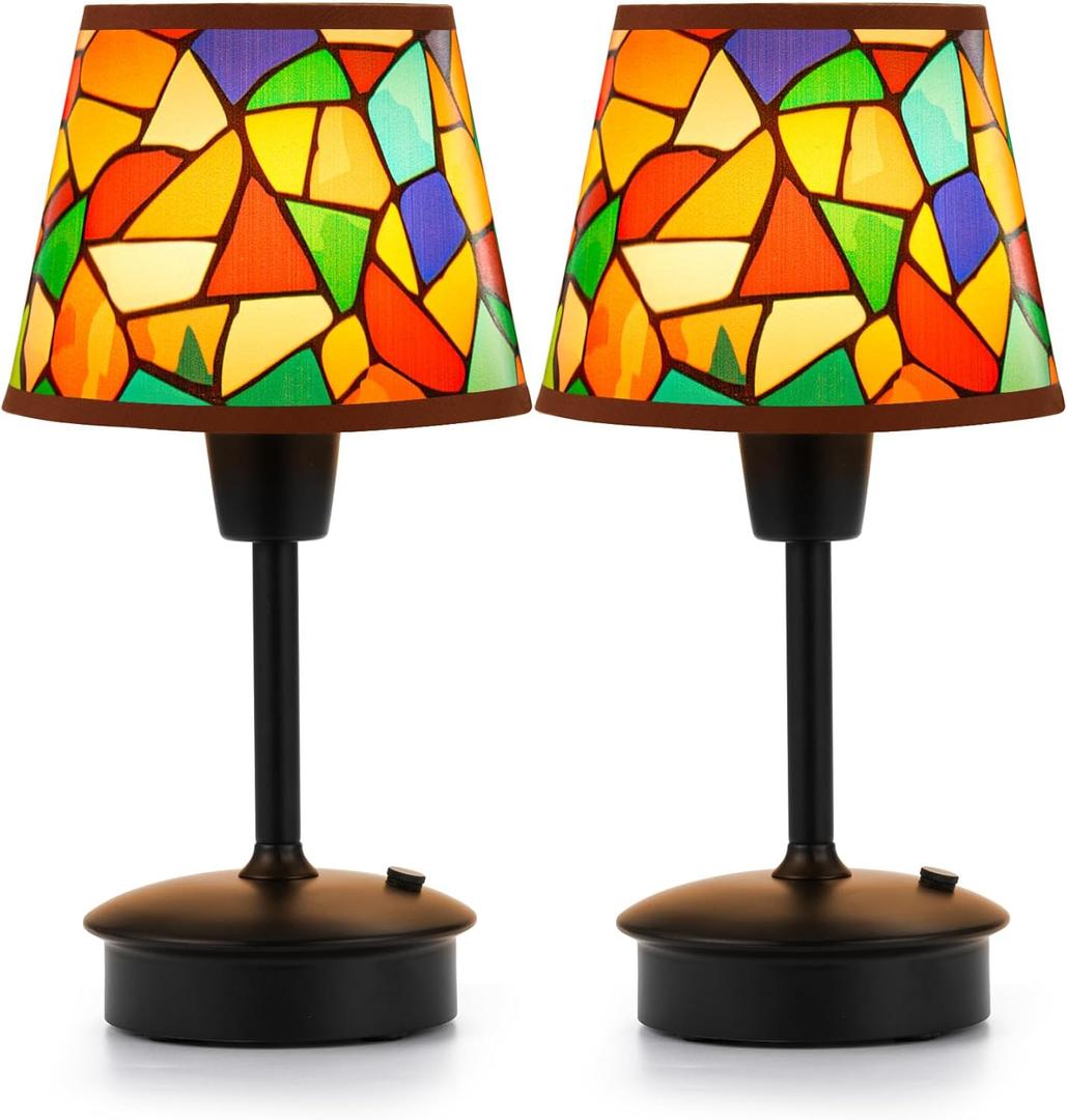 2 Pack Small Cordless Table Lamp for Restaurant Dinner Table, 5200mAh Battery Operated Touch Lamps, Rechargeable Dimmable Portable Night Light for Bedside Dining Room Patio Kitchen Outdoor