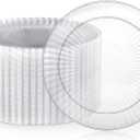 FOCUSLINE 90 Count Clear Plastic Plates 10 Inch, Disposable Dinner Plates- Premium Hard Plastic Plate Fancy Disposable Clear Plate for Weddings, Parties and Events