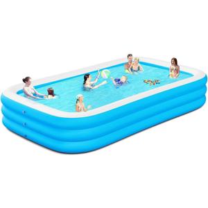 Extra Large Inflatable Pool for AdultsLylting 145"x74"x22" Big Thickened Blow Up Swimming Pool with Repair Patch, Oversized Family Inflatable Pools for Backyard Lawn Indoor Outdoor