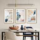 Large Abstract Brush Strokes Framed Canvas Wall Art,Neutral Navy Blue Wall Decor,Modern Pastel Wall Painting,Grey White Toned Artwork for Living Room,Bedroom,Dining Room,Office -16"x24"x3
