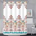 Bohemian Bathroom Shower Curtain Elegant Boho Colorful Floral Exotic Paisley Damask Shower Curtains Waterproof Polyester Fabric Bath Curtain with Hooks for Home Decorative, 72x78 Inch