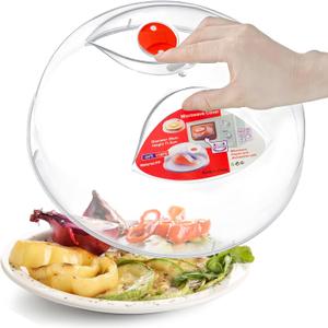 Large Microwave Cover for Food Easy Grip Microwave Splatter Cover Guard Lid with Steam Vent and BPA Free & 11.5 Inch, Dishwasher Safe (Red)