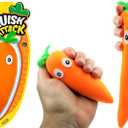 JA-RU Stretchy Carrot Squishy Sensory Toy (1 Unit) Stress Relief Sand Filled Fidget Autism Toys. Easter Gifts for Kids, Party Favors. 5560-1-Carrot