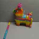 16" Cinco de Mayo Pinata, Large Rainbow Color Donkey Pinata 16 x 13 x 5.5 ln with Stick and Blindfold for Fiestas Mexican Party Decoration, Photo Prop, Taco Tuesday Event