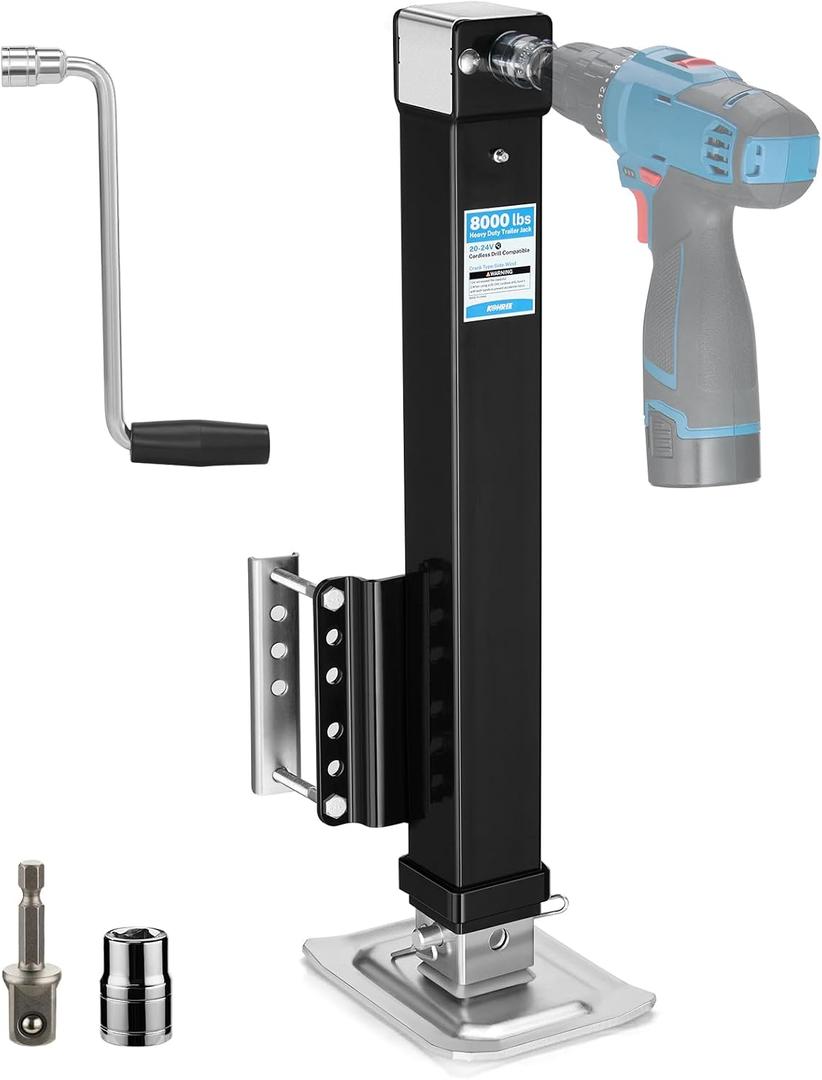 Kohree 8000 lbs Trailer Jack Heavy Duty, 20-24V Electric Drill–Operated