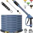 Pressure Washer Gun and Hose Kit, 4800PSI Power Washer Hose 50FT
Steel-Braided & Durable - Flexible & Kink-Resistant Pressure Washer Hose with 3/8" Quick Connector and M22 14mm Adapters