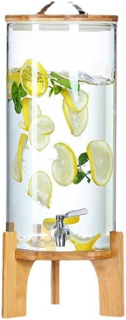 Glass Drink Dispenser, 2.9 gallons, With faucet wood stand Easy flow control, great for parties, bars & restaurants Large Glass Cold Beverage Dispensers.(2.9 gallon) (2.9 gallon)