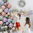 Lanpn 6 Pcs 6" Large Pastel Christmas Ornaments, Big Xmas Ball Outdoor, Plastic Christmas Tree Ornament, Giant Candy Balls Hanging Decor for Candyland Lawn Yard Home Outside, Rainbow Color