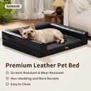 SOMAHE Waterproof Leather Dog Bed, Sofa Bolster, Medium 20x28x7 Black | Wipe-Clean Leather + Sofa Bolster: 45D Foam and Waterproof Surface for Medium Dogs that Like to Curl and Lean