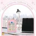 Shimeyao 2 Pcs Pink Magnetic Bulletin Board for Tabletops with 8 Magnets 12 x 8.5 Inch Memo Display Easel Stand for Home Office School Kitchen Table Supplies (Arched)