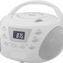 HANNLOMAX HX-332CD Portable CD Boombox, PLL FM Radio, Bluetooth, LCD Display, Aux-in, AC/DC Dual Power Source (White)