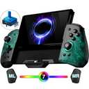 FUNLAB Switch Handheld Controller for Nintendo Joycon Replacement, Hall Effect Luminous Switch Joypad Controller Customizable, Ergonomic Switch One-Piece Joypad Controllers Replacement - 7 LED Colors (Black-Ripple Pattern)