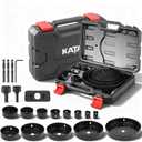 KATA Hole Saw Kit, 20PCS Hole Saw Set with 3/4"-6"(19-152mm) Multi-Size Saw Blades, Precision Hole Saw Drill Bit Kit with Mandrels & Solid Storage Case Cutting for Drywall, Soft Wood, PVC, Plastic