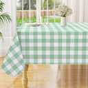 misaya Rectangle Waterproof Vinyl Table Cloth, Buffalo Flannel Backed Tablecloth, Wipeable Plastic Table Cover for Dinner, Kitchen, Outdoor (52" x 70", Sage Green and White)